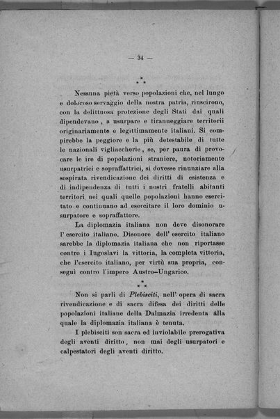 Nella difesa di Fiume e della Dalmazia è la commemorazione degna del 24 maggio. Conferenza tenuta per invito dei goliardi militari ed ex militari il 25 maggio 1920